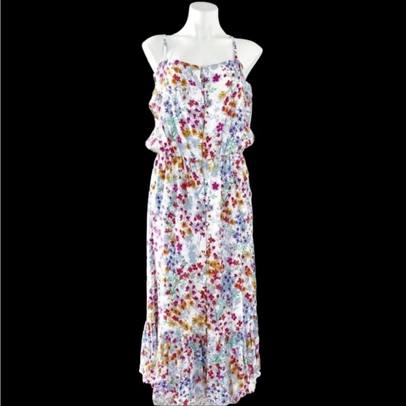 J. Jill Summer Garden Maxi Dress Floral, White Multi, Size M New w/Tag - Picture 3 of 15